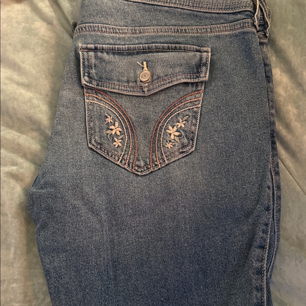 Hollister Women's Denim Jeans with Floral Embroidery